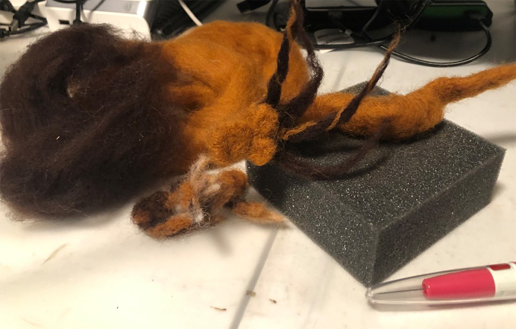 Building a dragon with needle felting