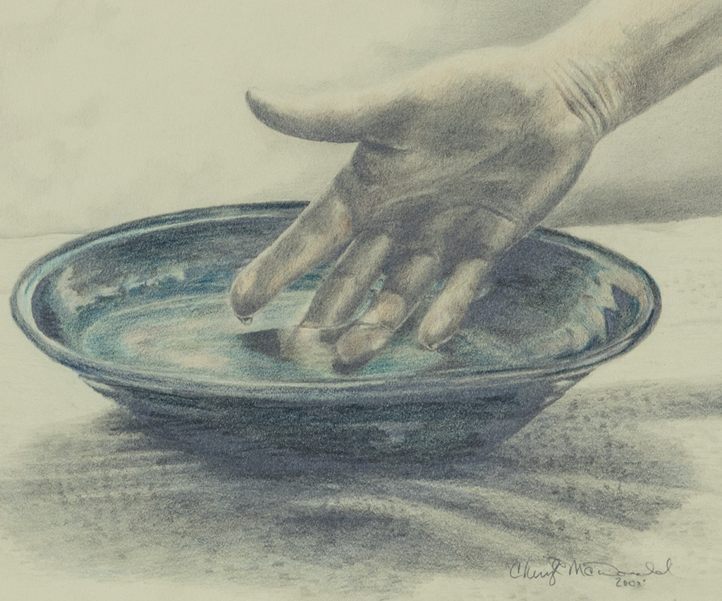 Details of pencil painting "Coming Together" by Cheryl McDonald