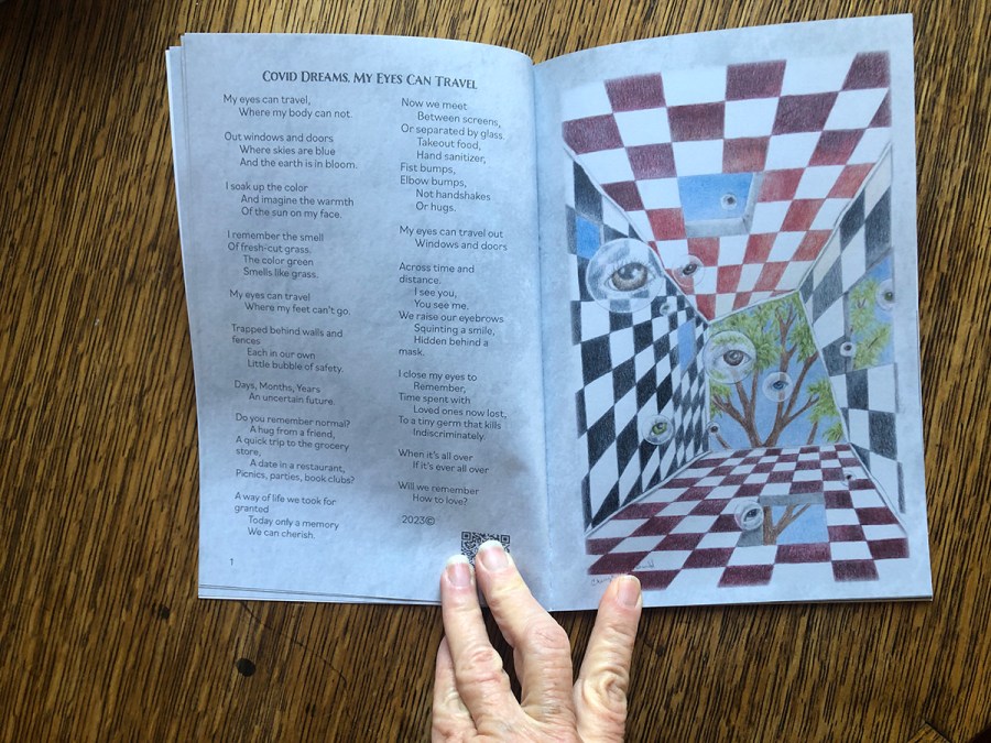 Covid Dreams, My Eyes Can See You Pages of art and poetry